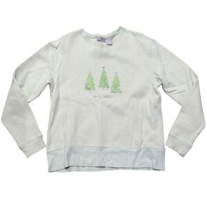 Fieldgear Womens S Small Green Christmas Tree Sweatshirt Rhinestone Sparkle